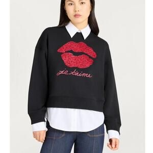 Cinq A Sept Je Taime Justina Pullover Lips Chic Sweater Womens Small Medium READ